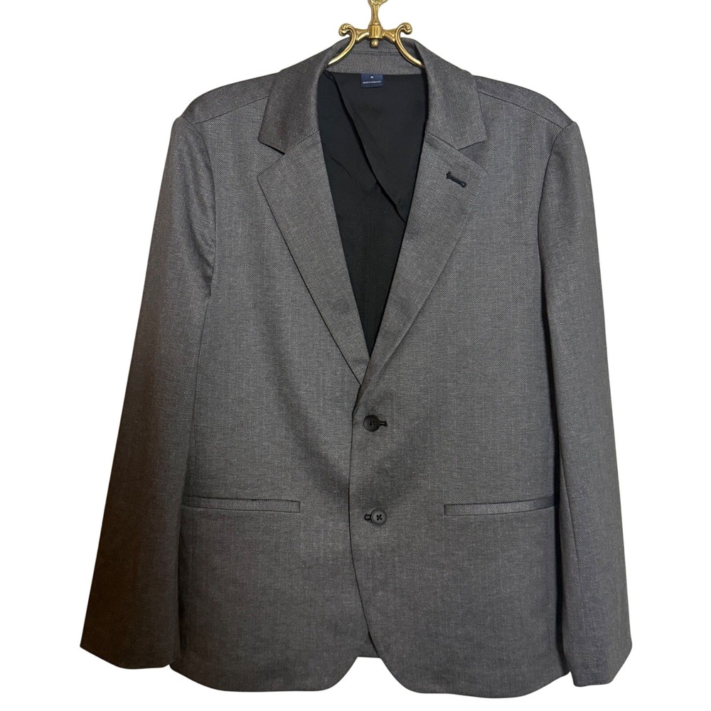 Mizzen+Main Mens Size Medium Grey Herringbone Blazer Sport Coat Jacket